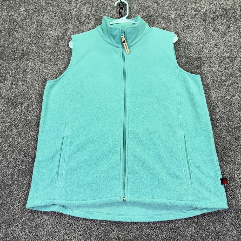 Woolrich Vest Womens Large Blue Fleece Full Zip Pockets Outdoor Casual Waterleaf